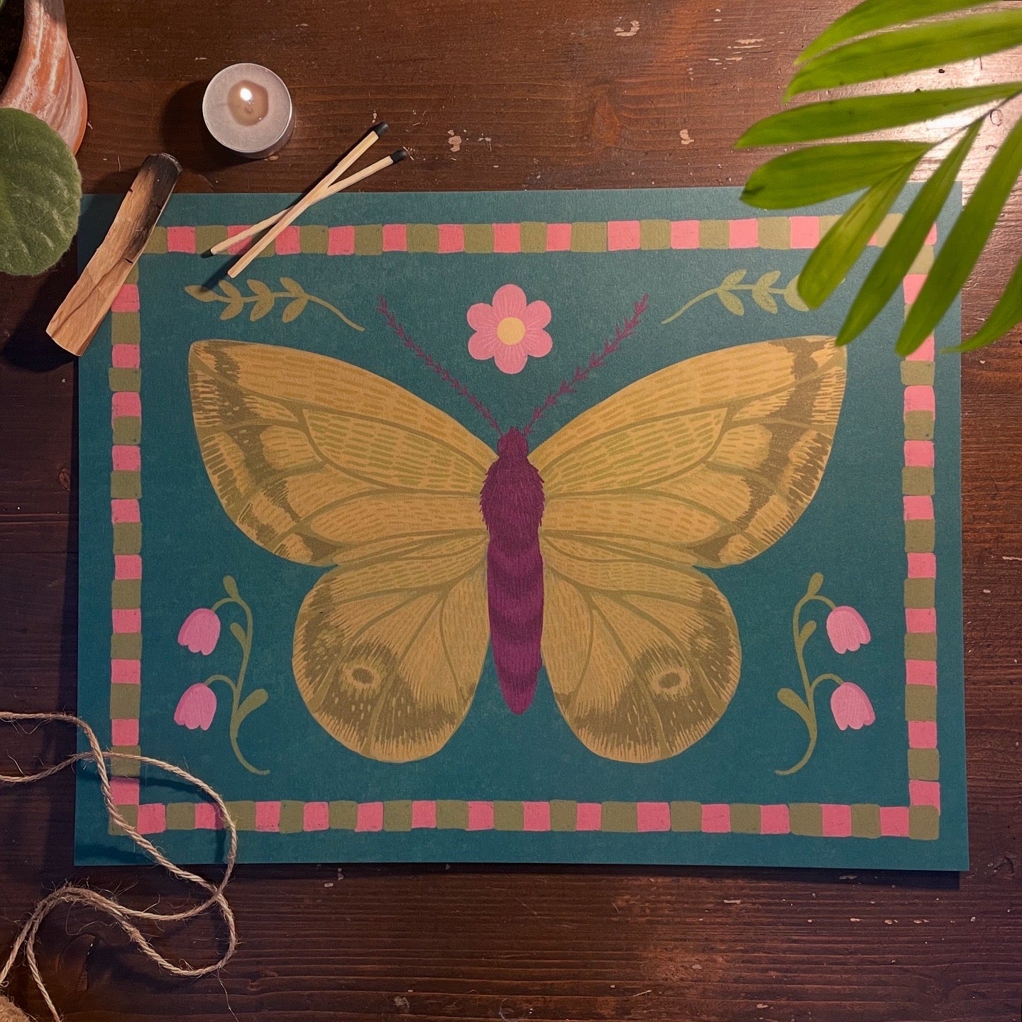Folk Mustard Butterfly Print (Large)