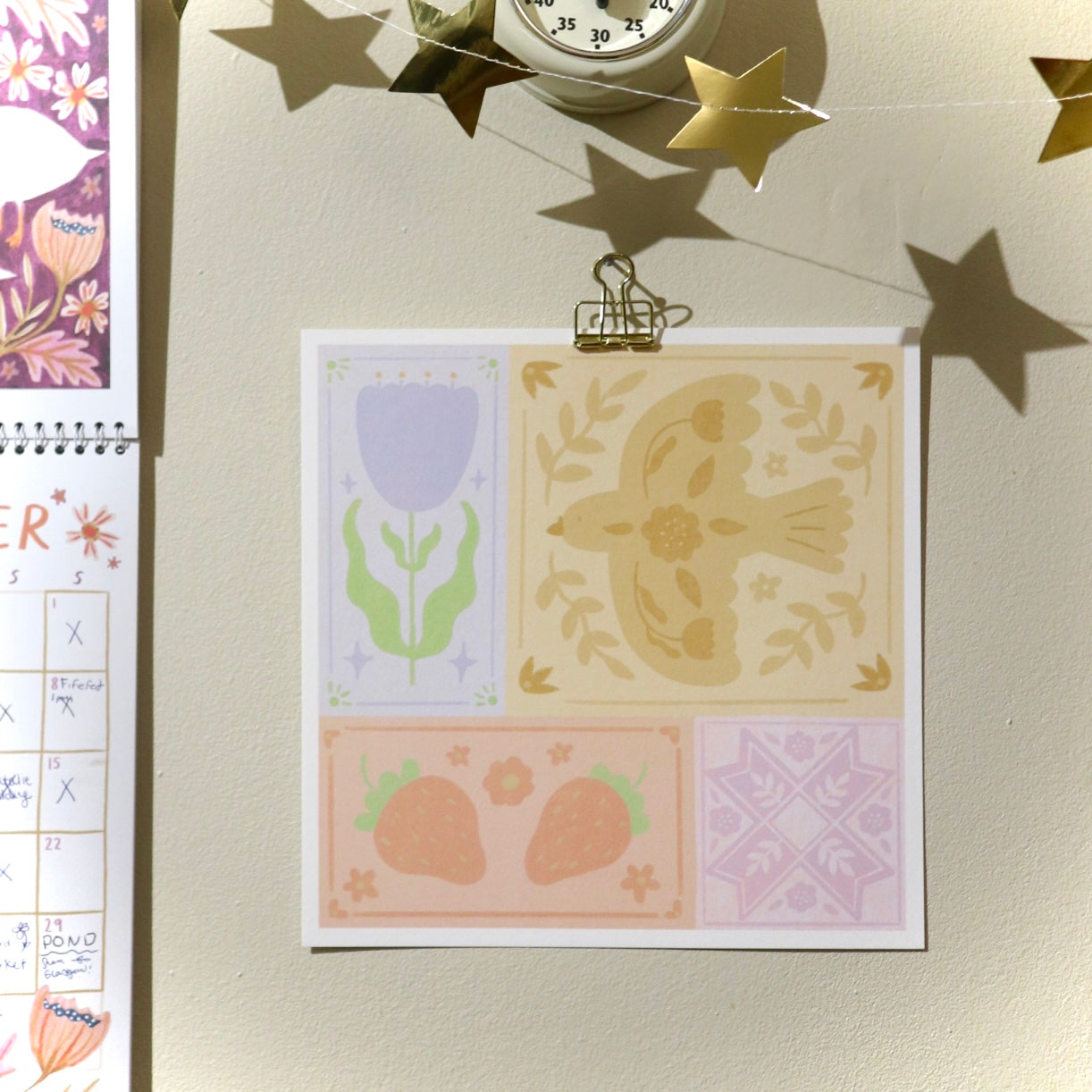 Pastel Patchwork Garden Print